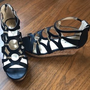 Cat & Jack Black Cork Wedges - Girls 3